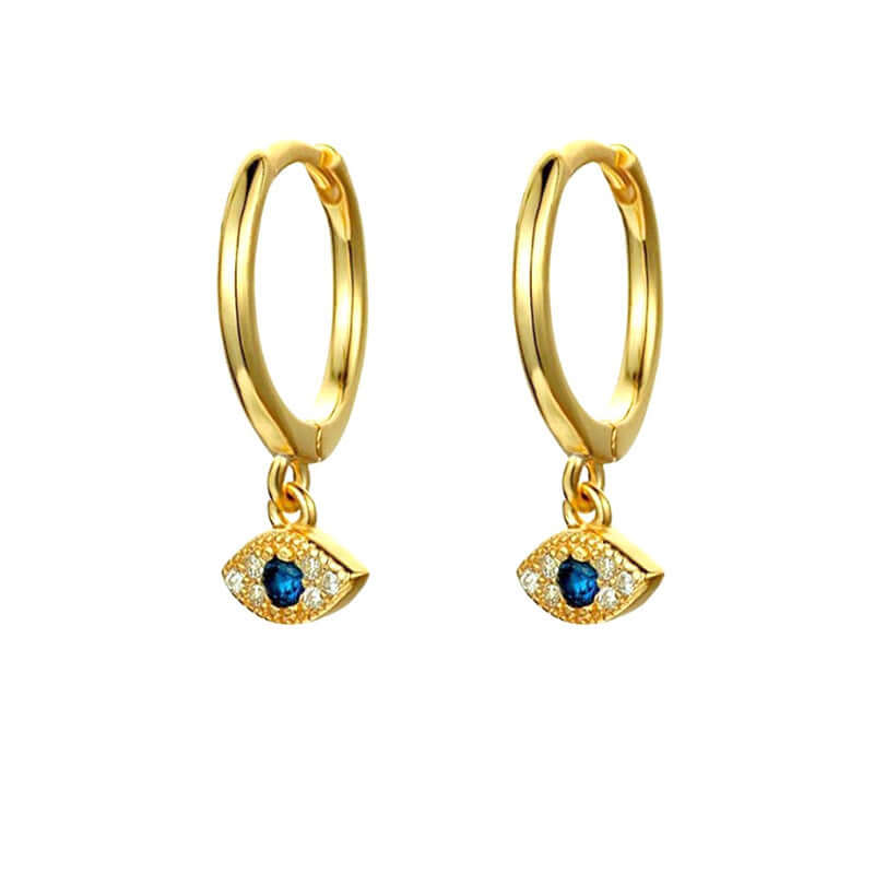 Gold Nazar hoop earrings with blue evil eye charm – Links & Loops Jewellery