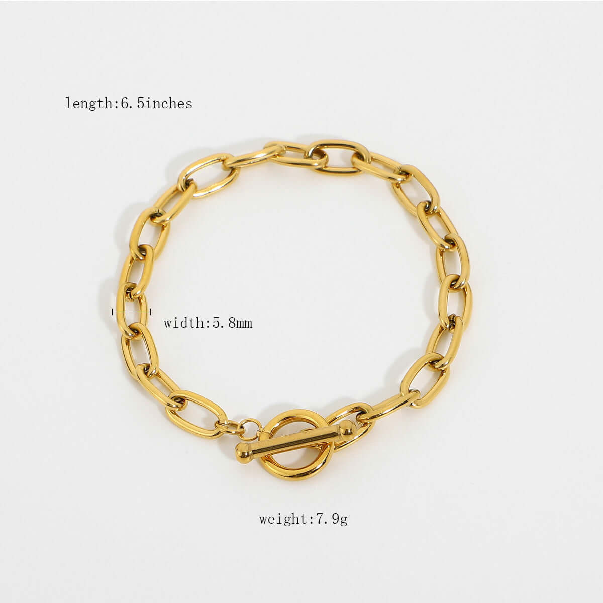 Loop n Hook gold chain bracelet size chart with toggle clasp – Links & Loops Jewellery