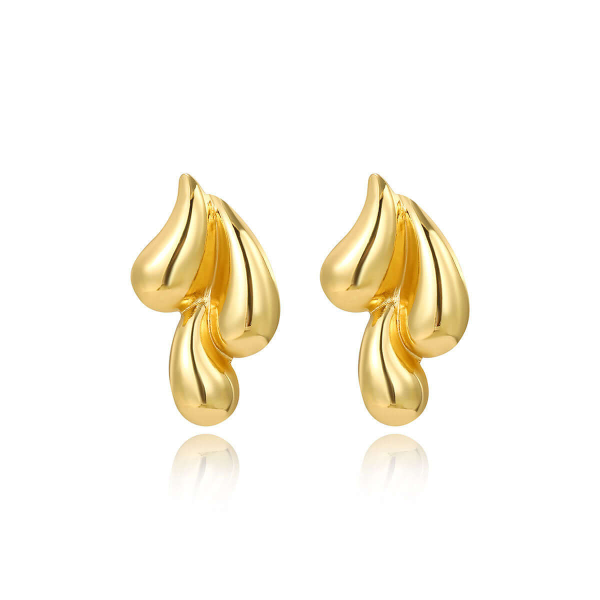 Gold statement drop earrings with curved teardrop shape – Links & Loops Jewellery