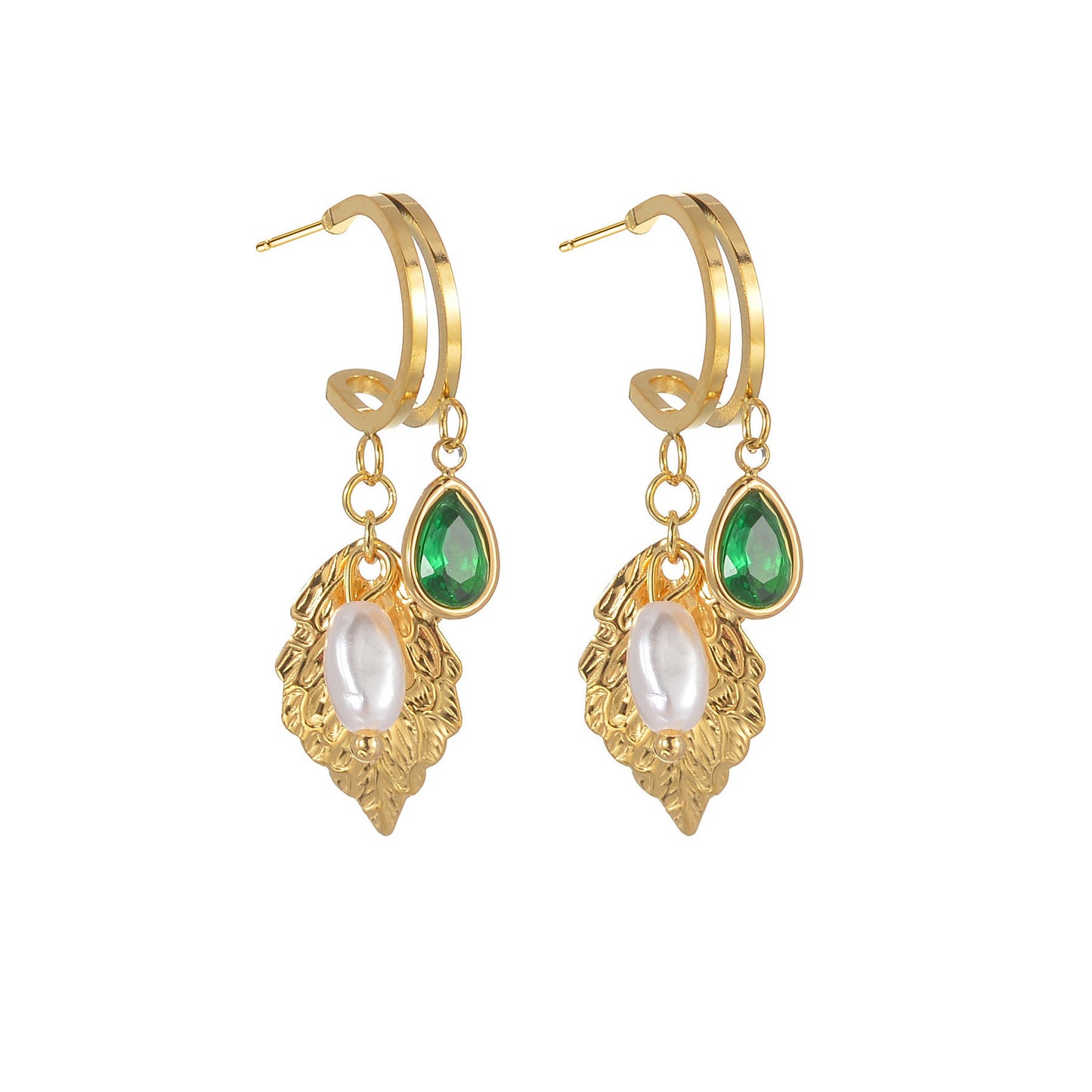 Emerald Leaf Earrings